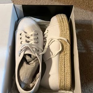 White platform espadrille sneakers
